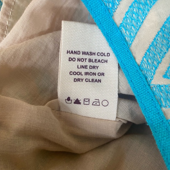 NWT Chelsea & Violet Dress sz L Beige Blue Shift Textured Keyhole Ikat Lined - Picture 9 of 10